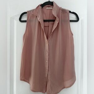 Women’s Sleeveless Button Down Bamboo Breathable Top, Blush Pink, Medium